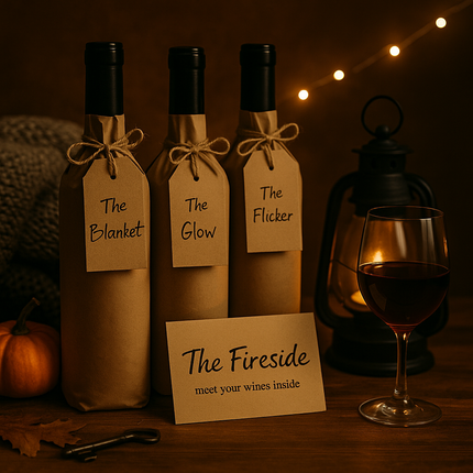 <strong>Fireside Friends: </strong>Dark nights, bright bottles. Plush wines made for candles, company, and evenings that run late.